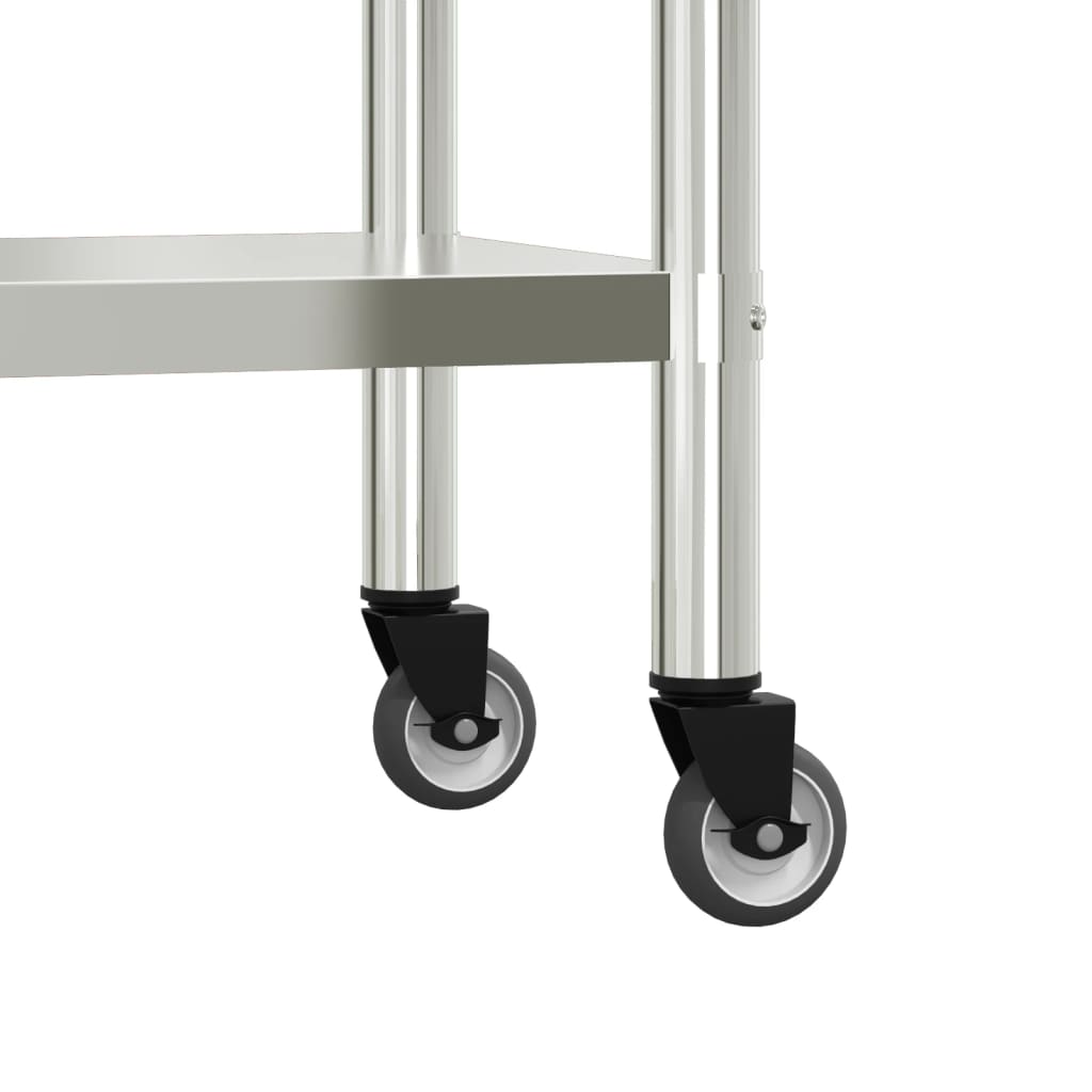 Tavolo Lavoro Cucina con Ripiano 110x55x120 cm Acciaio Inox | homemem39