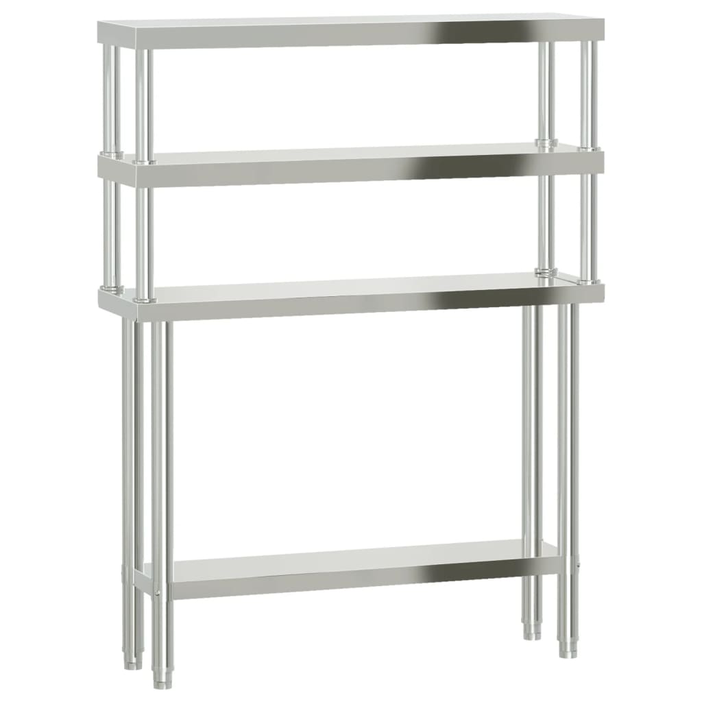 Tavolo Lavoro Cucina con Ripiano 110x30x150 cm Acciaio Inox - homemem39