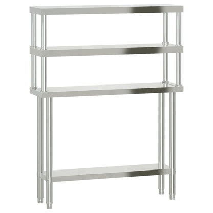 Tavolo Lavoro Cucina con Ripiano 110x30x150 cm Acciaio Inox - homemem39