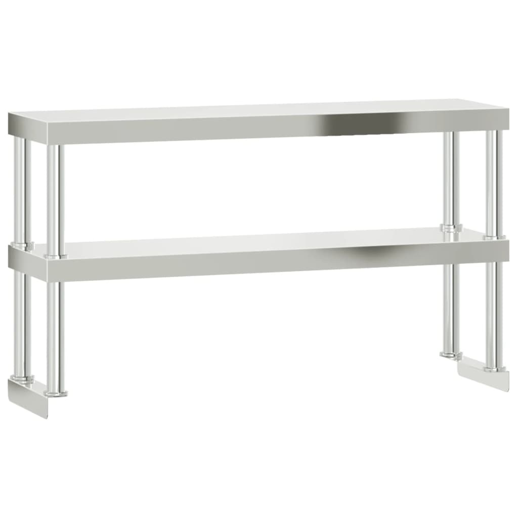 Tavolo Lavoro Cucina con Ripiano 110x30x150 cm Acciaio Inox | homemem39