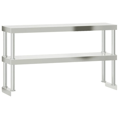 Tavolo Lavoro Cucina con Ripiano 110x30x150 cm Acciaio Inox | homemem39