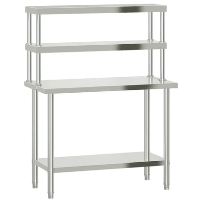 Tavolo Lavoro Cucina con Ripiano 110x55x150 cm Acciaio Inox | homemem39