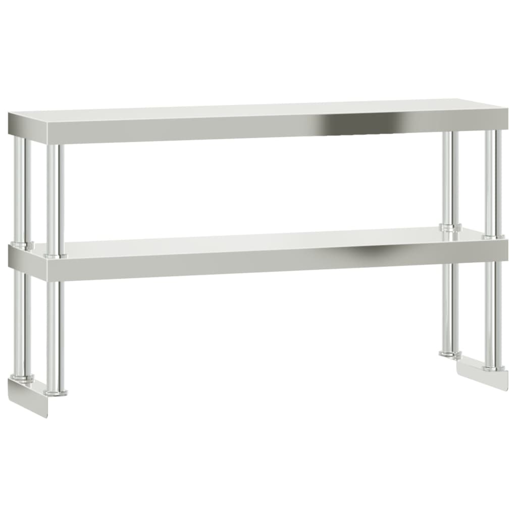 Tavolo Lavoro Cucina con Ripiano 110x55x150 cm Acciaio Inox - homemem39