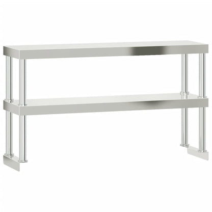 Tavolo Lavoro Cucina con Ripiano 110x55x150 cm Acciaio Inox