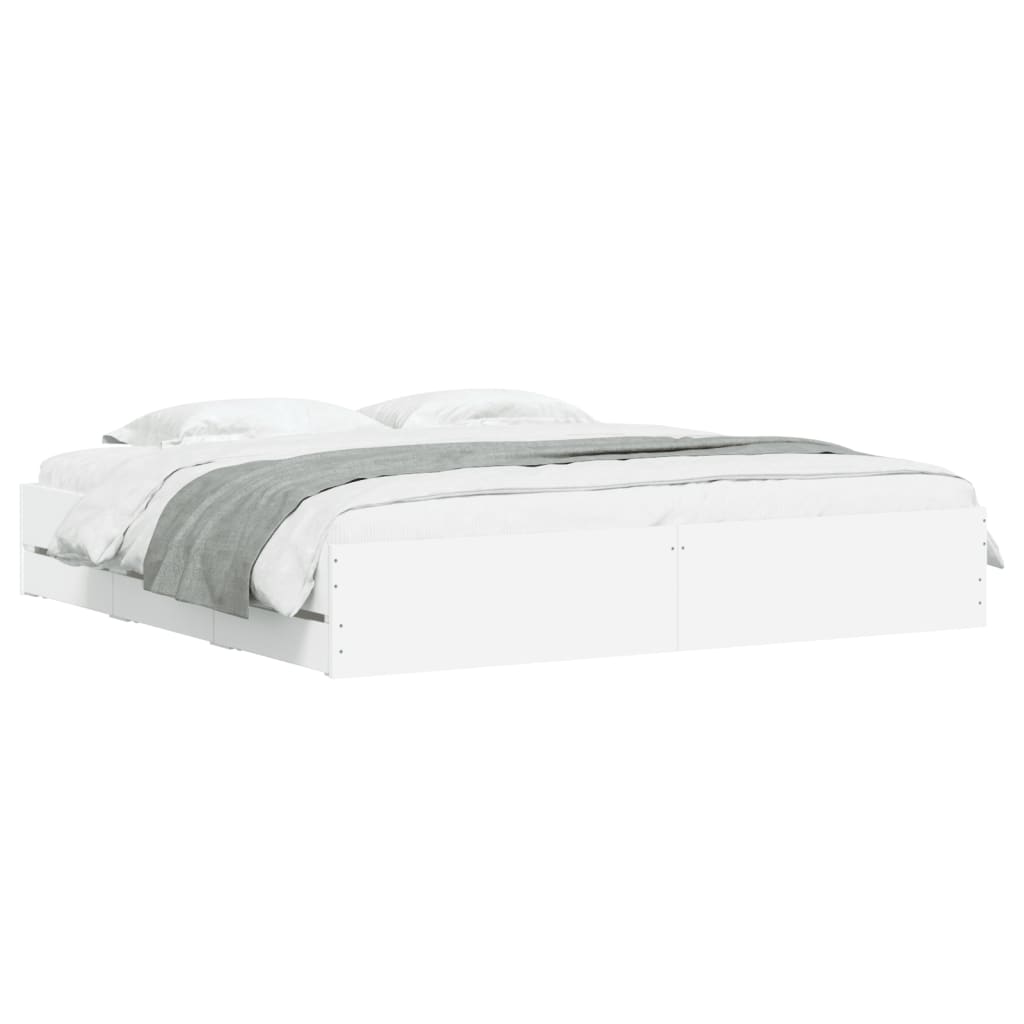 Giroletto con Cassetti Bianco 200x200 cm in Legno Multistrato | homemem39