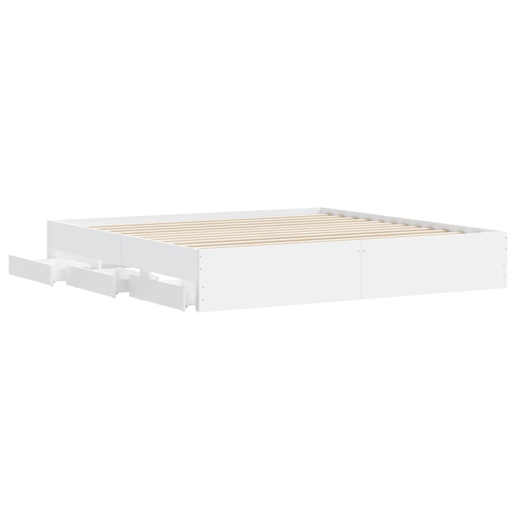 Giroletto con Cassetti Bianco 200x200 cm in Legno Multistrato | homemem39