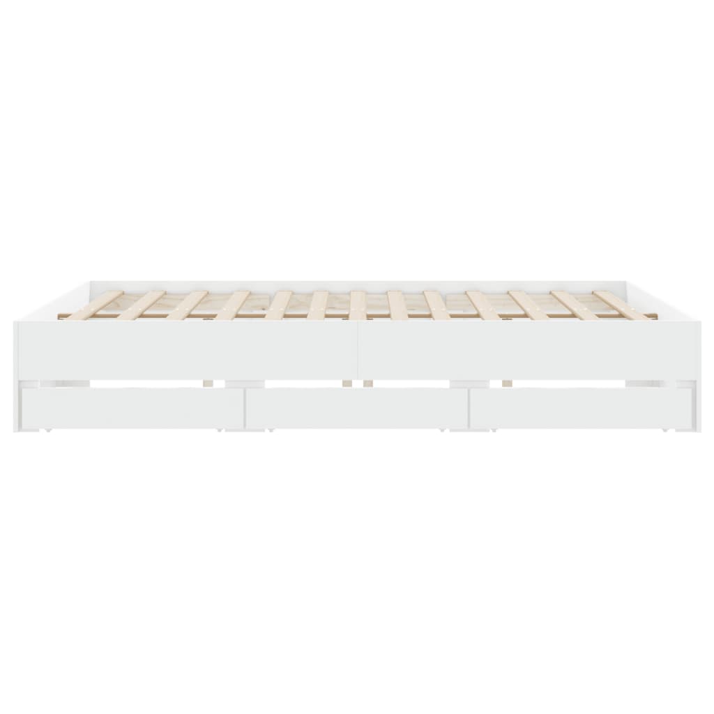 Giroletto con Cassetti Bianco 200x200 cm in Legno Multistrato | homemem39