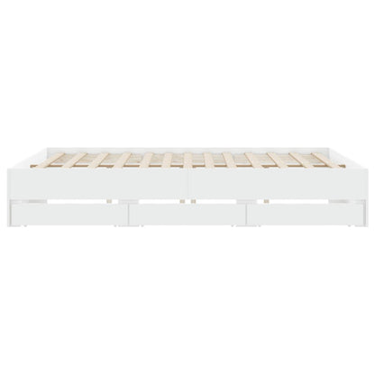 Giroletto con Cassetti Bianco 200x200 cm in Legno Multistrato | homemem39