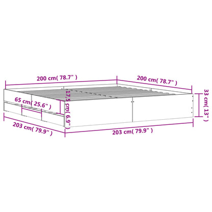 Giroletto con Cassetti Bianco 200x200 cm in Legno Multistrato | homemem39