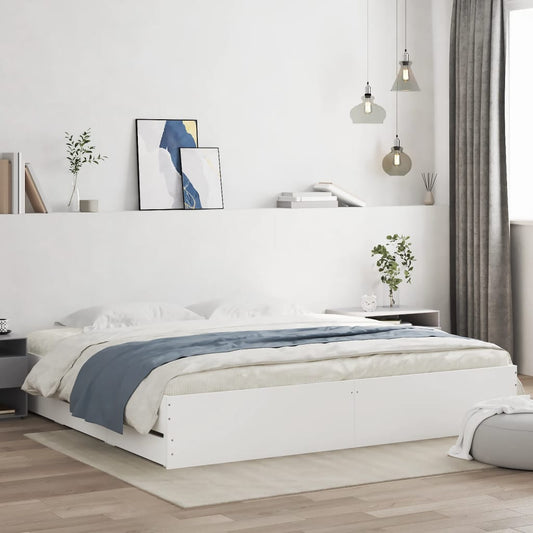 Giroletto con Cassetti Bianco 200x200 cm in Legno Multistrato | homemem39