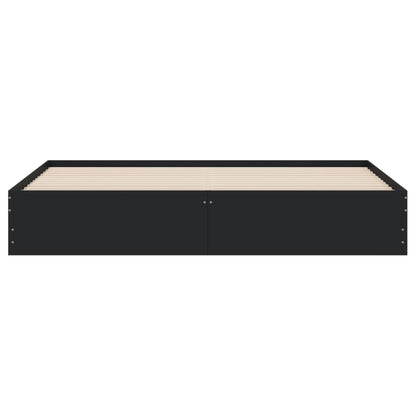 Giroletto con Cassetti Nero 200x200 cm in Legno Multistrato