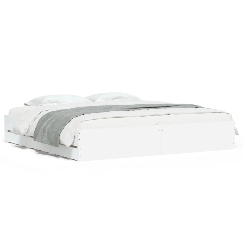 Giroletto con Cassetti Bianco 180x200 cm in Legno Multistrato | homemem39