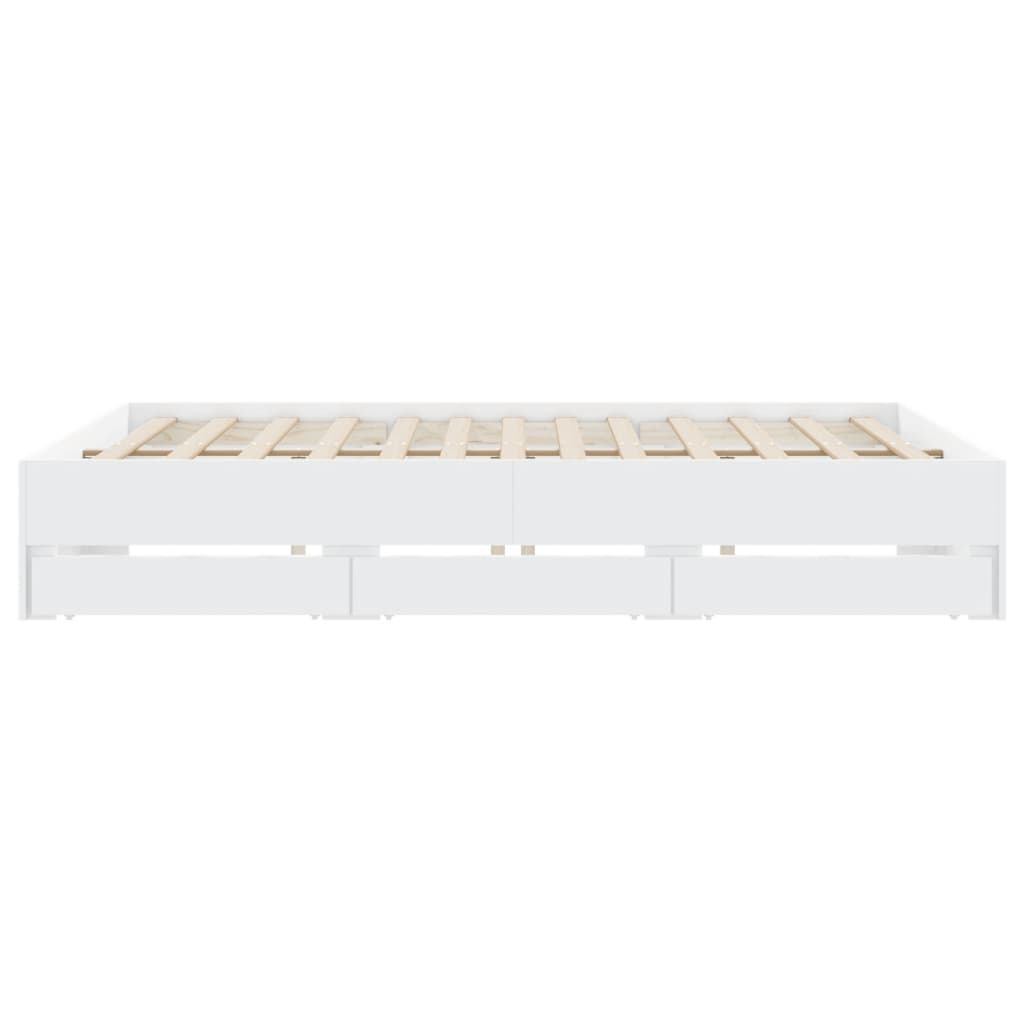 Giroletto con Cassetti Bianco 180x200 cm in Legno Multistrato | homemem39