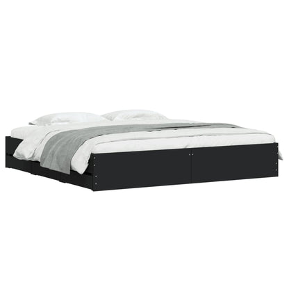 Giroletto con Cassetti Nero 180x200 cm in Legno Multistrato | homemem39