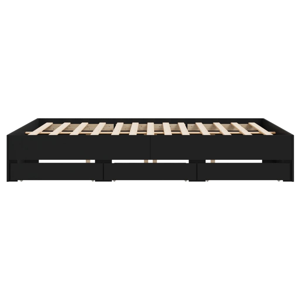Giroletto con Cassetti Nero 180x200 cm in Legno Multistrato | homemem39