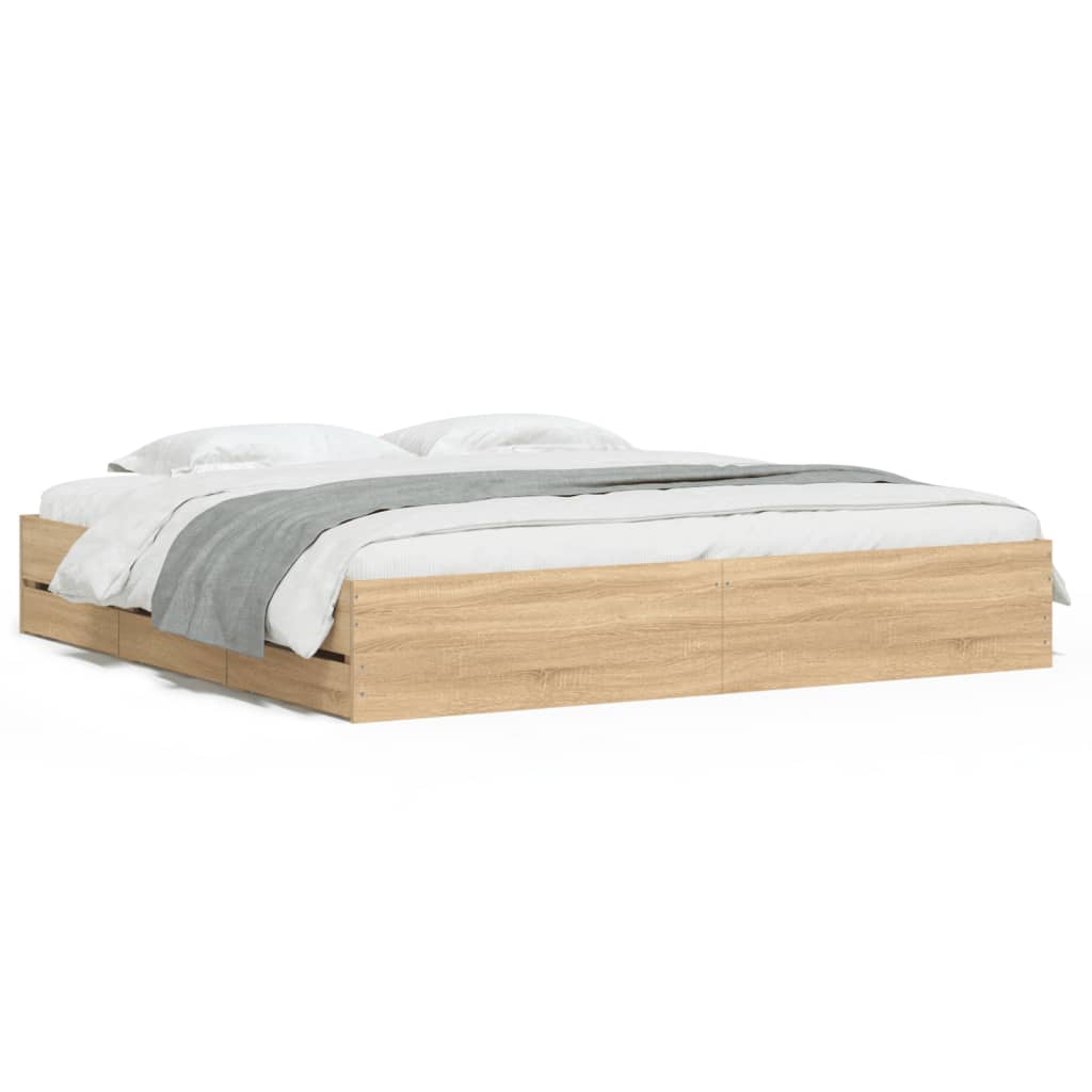 Giroletto Cassetti Rovere Sonoma 180x200 cm Legno Multistrato | homemem39