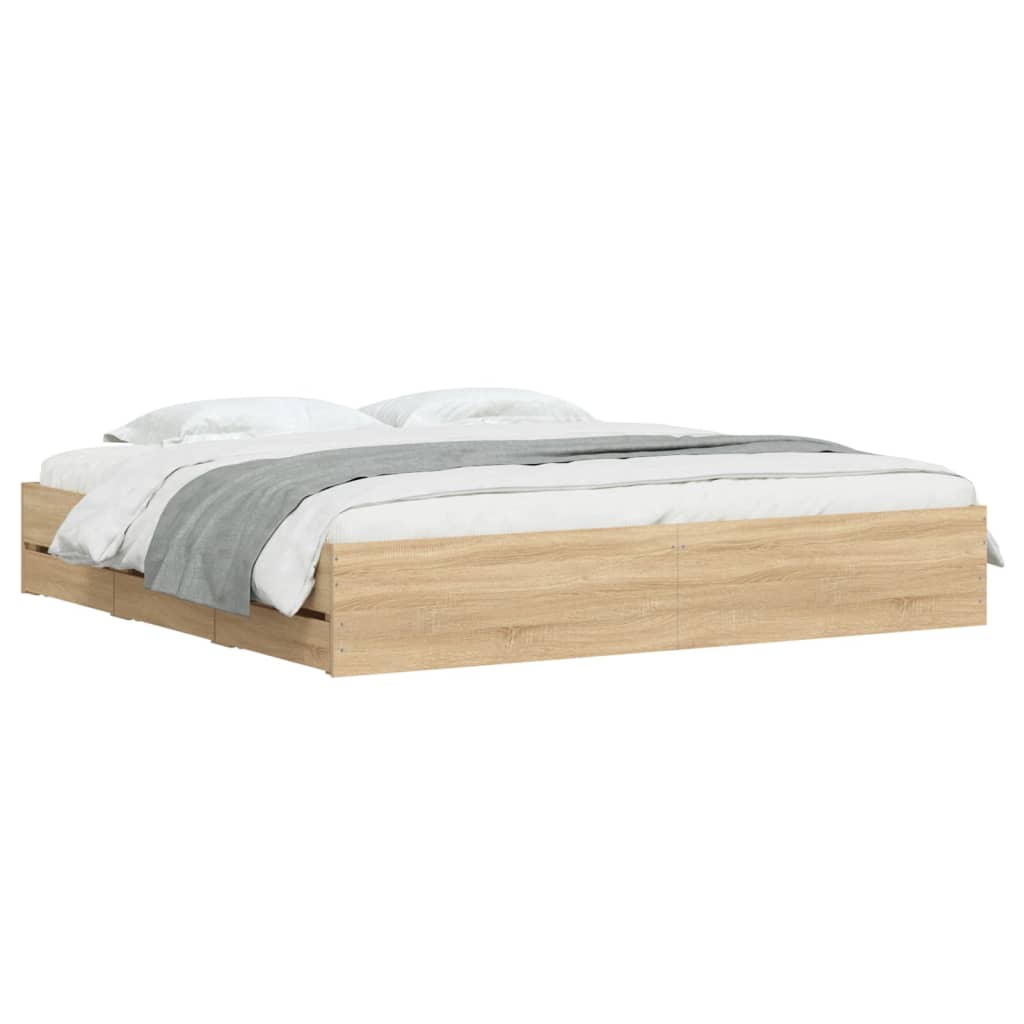 Giroletto Cassetti Rovere Sonoma 180x200 cm Legno Multistrato | homemem39