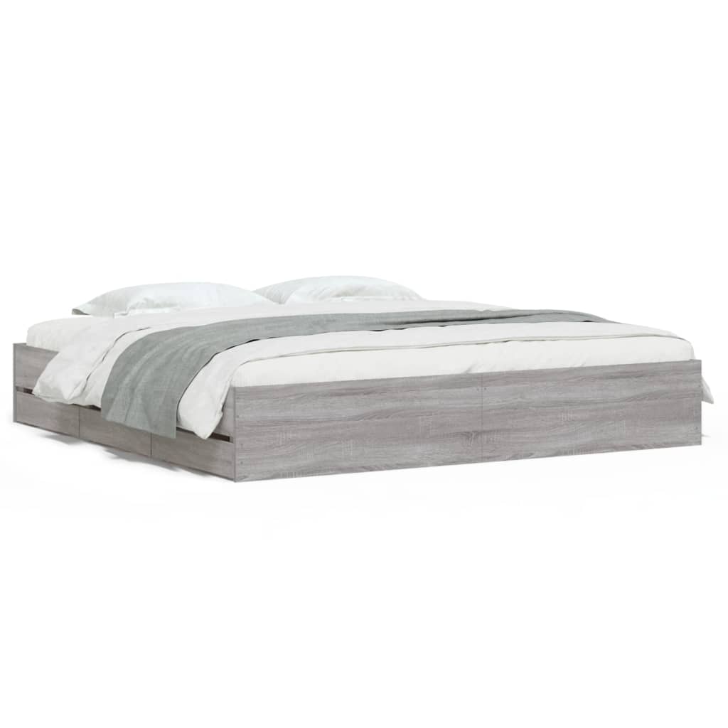 Giroletto Cassetti Grigio Sonoma 180x200 cm Legno Multistrato | homemem39