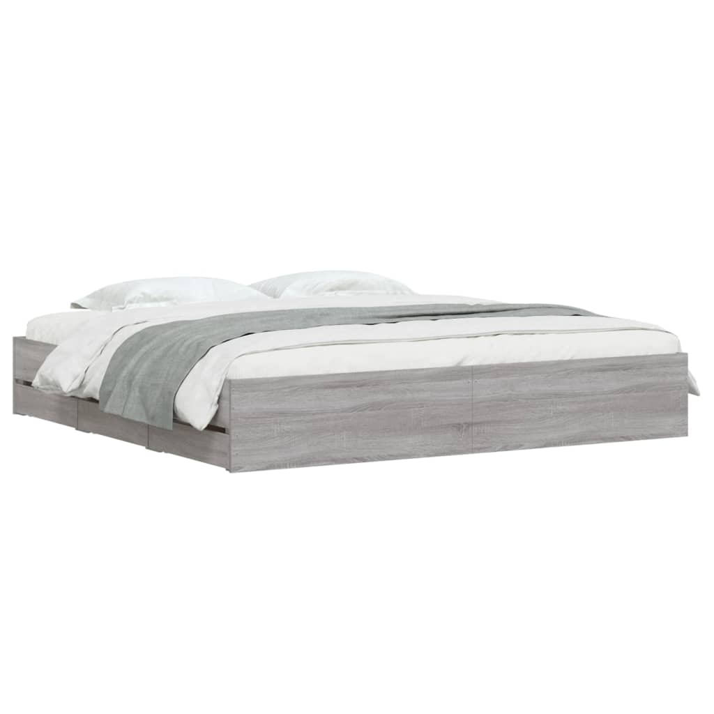 Giroletto Cassetti Grigio Sonoma 180x200 cm Legno Multistrato | homemem39