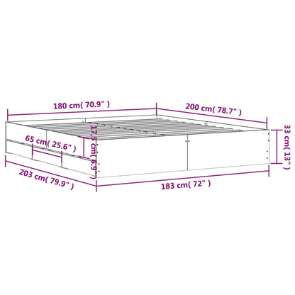Giroletto Cassetti Grigio Sonoma 180x200 cm Legno Multistrato | homemem39