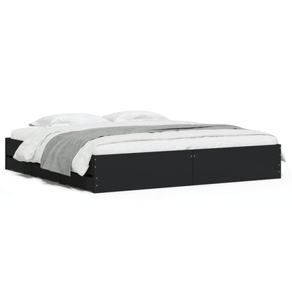 Giroletto con Cassetti Nero 160x200 cm in Legno Multistrato | homemem39