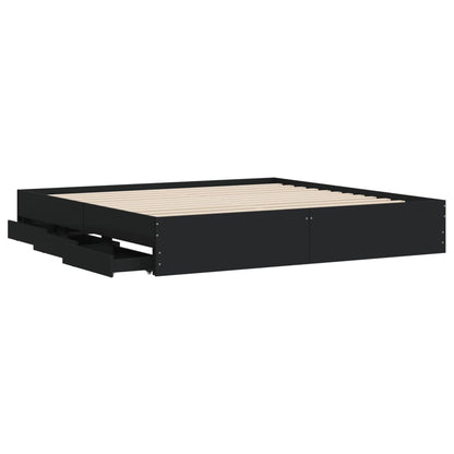 Giroletto con Cassetti Nero 160x200 cm in Legno Multistrato | homemem39