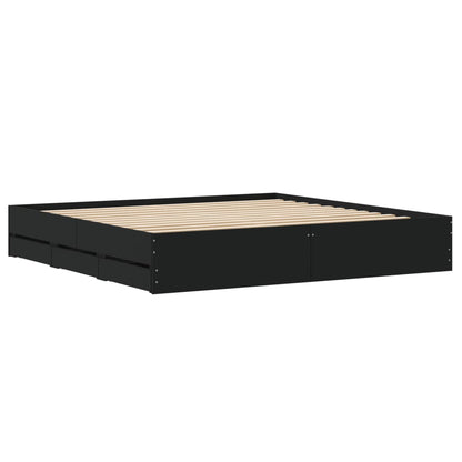 Giroletto con Cassetti Nero 160x200 cm in Legno Multistrato | homemem39