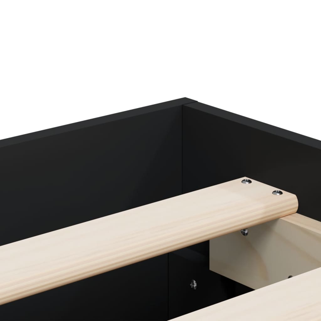 Giroletto con Cassetti Nero 160x200 cm in Legno Multistrato | homemem39
