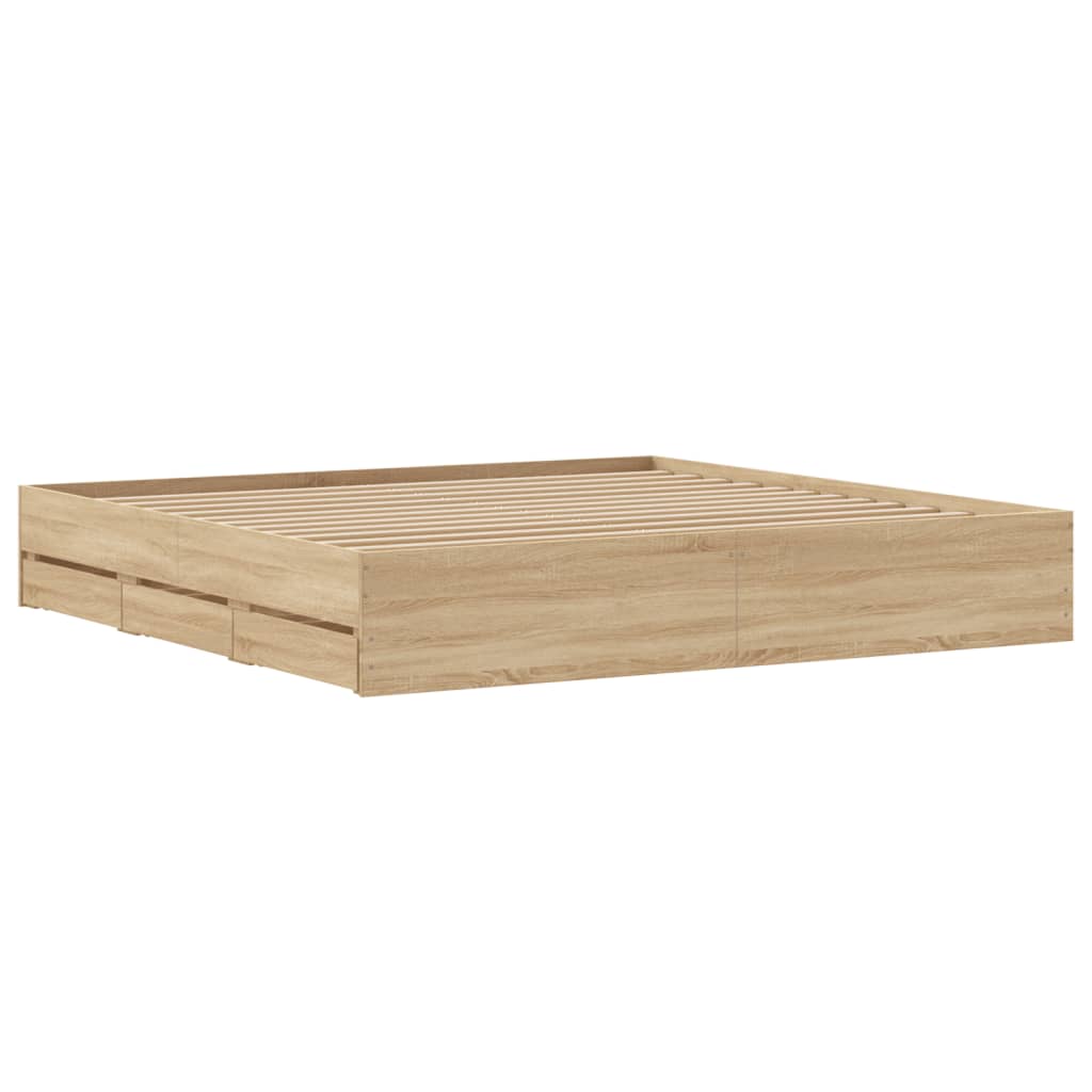 Giroletto Cassetti Rovere Sonoma 160x200 cm Legno Multistrato | homemem39