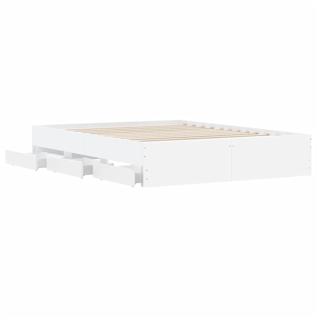 Giroletto con Cassetti Bianco 150x200 cm in Legno Multistrato | homemem39