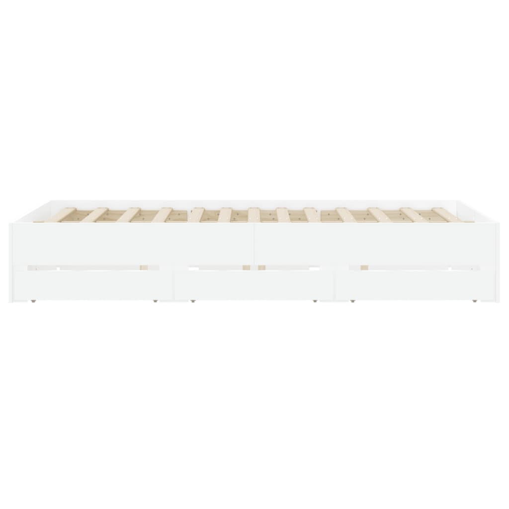 Giroletto con Cassetti Bianco 150x200 cm in Legno Multistrato | homemem39