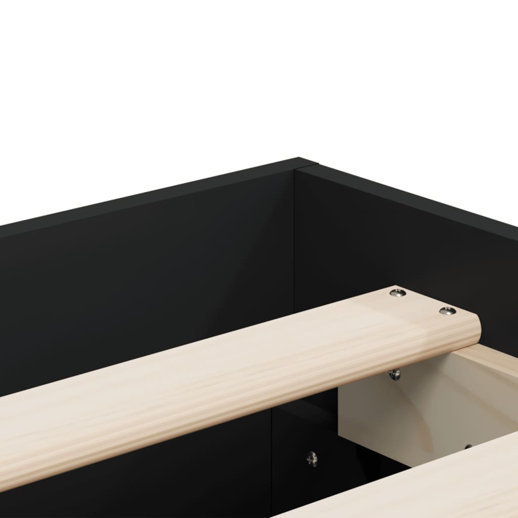 Black bed frame with drawers 150x200 cm in multilayer wood