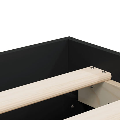 Black bed frame with drawers 150x200 cm in multilayer wood