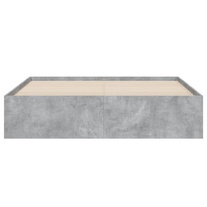 Cement Gray Bed Frame with Drawers 150x200 cm Plywood