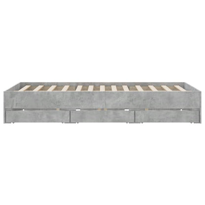 Cement Gray Bed Frame with Drawers 150x200 cm Plywood