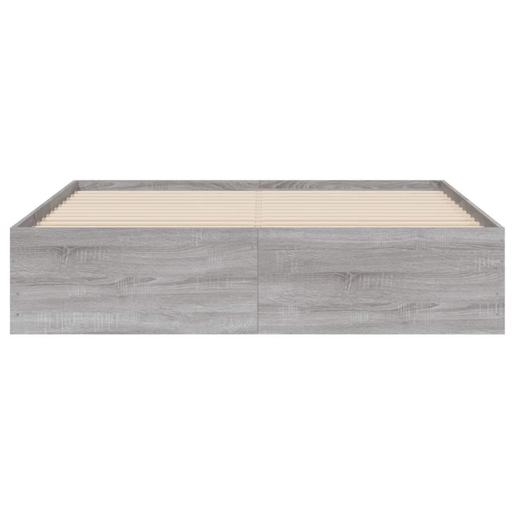 Sonoma Gray Bed Frame with Drawers 150x200 cm Plywood