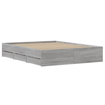 Sonoma Gray Bed Frame with Drawers 150x200 cm Plywood