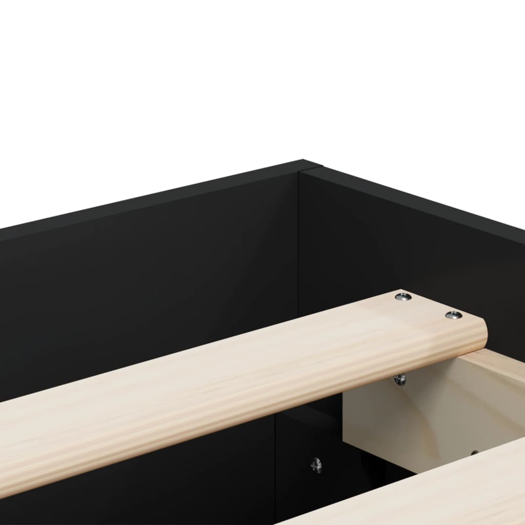 Black bed frame with drawers 140x200 cm in multilayer wood