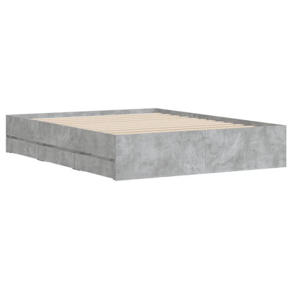 Cement Gray Bed Frame with Drawers 140x200 cm Plywood