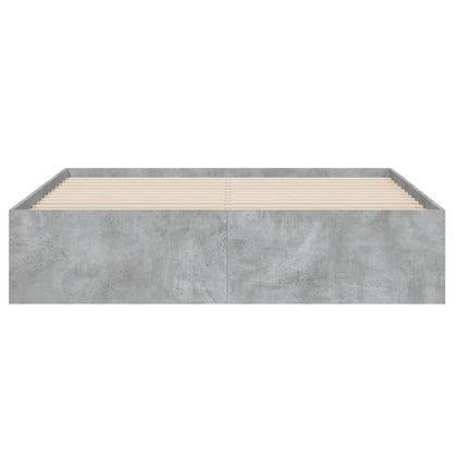 Cement Gray Bed Frame with Drawers 140x200 cm Plywood