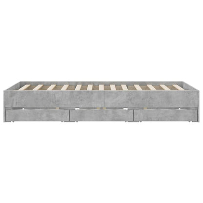 Cement Gray Bed Frame with Drawers 140x200 cm Plywood