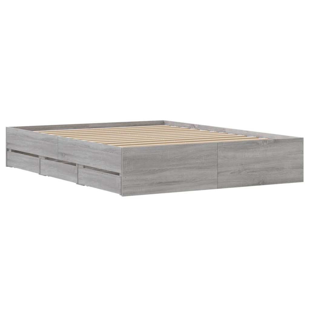 Giroletto Cassetti Grigio Sonoma 140x200 cm Legno Multistrato