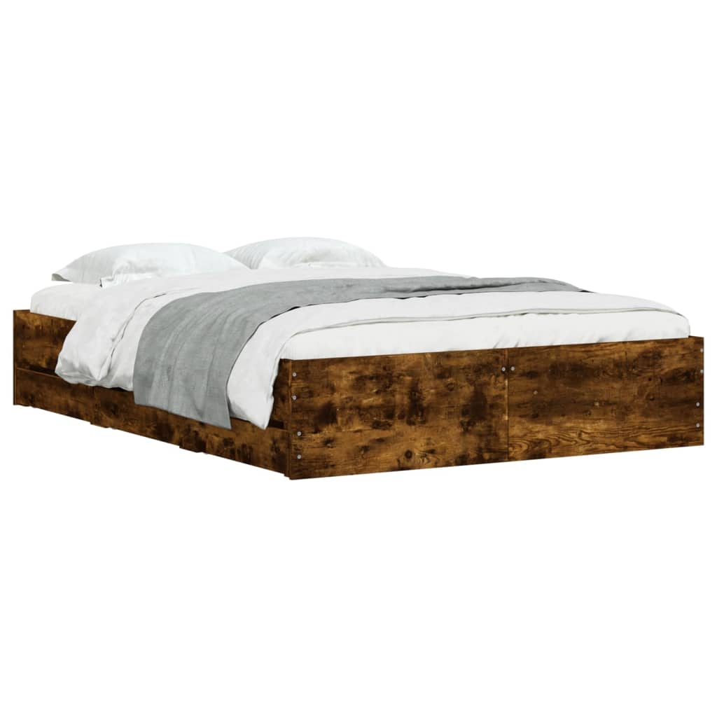 Giroletto con Cassetti Rovere Fumo 120x200 cm Legno Multistrato | homemem39