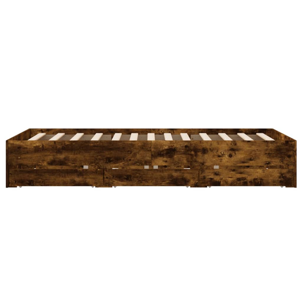 Giroletto con Cassetti Rovere Fumo 120x200 cm Legno Multistrato | homemem39