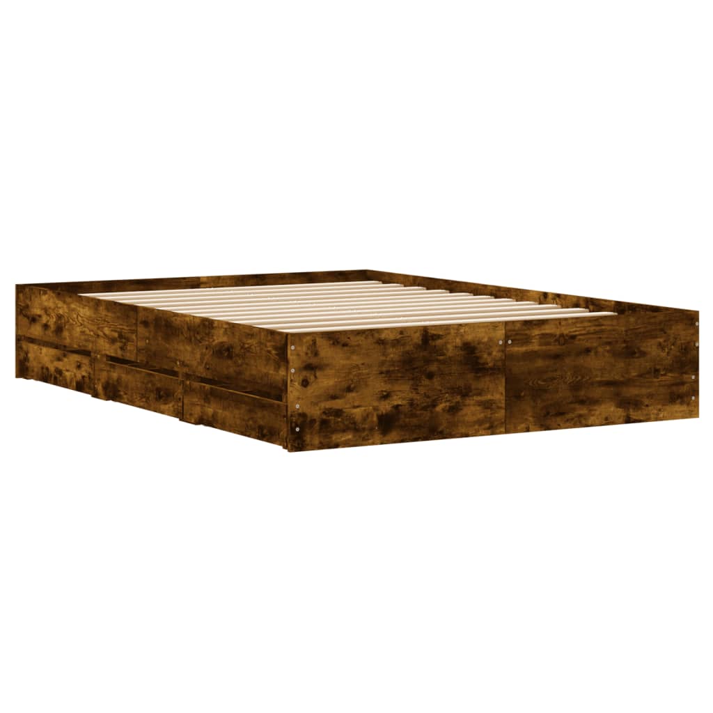 Giroletto con Cassetti Rovere Fumo 120x200 cm Legno Multistrato | homemem39