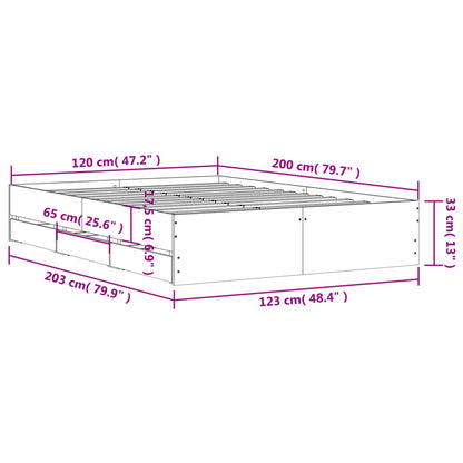 Giroletto con Cassetti Rovere Fumo 120x200 cm Legno Multistrato | homemem39