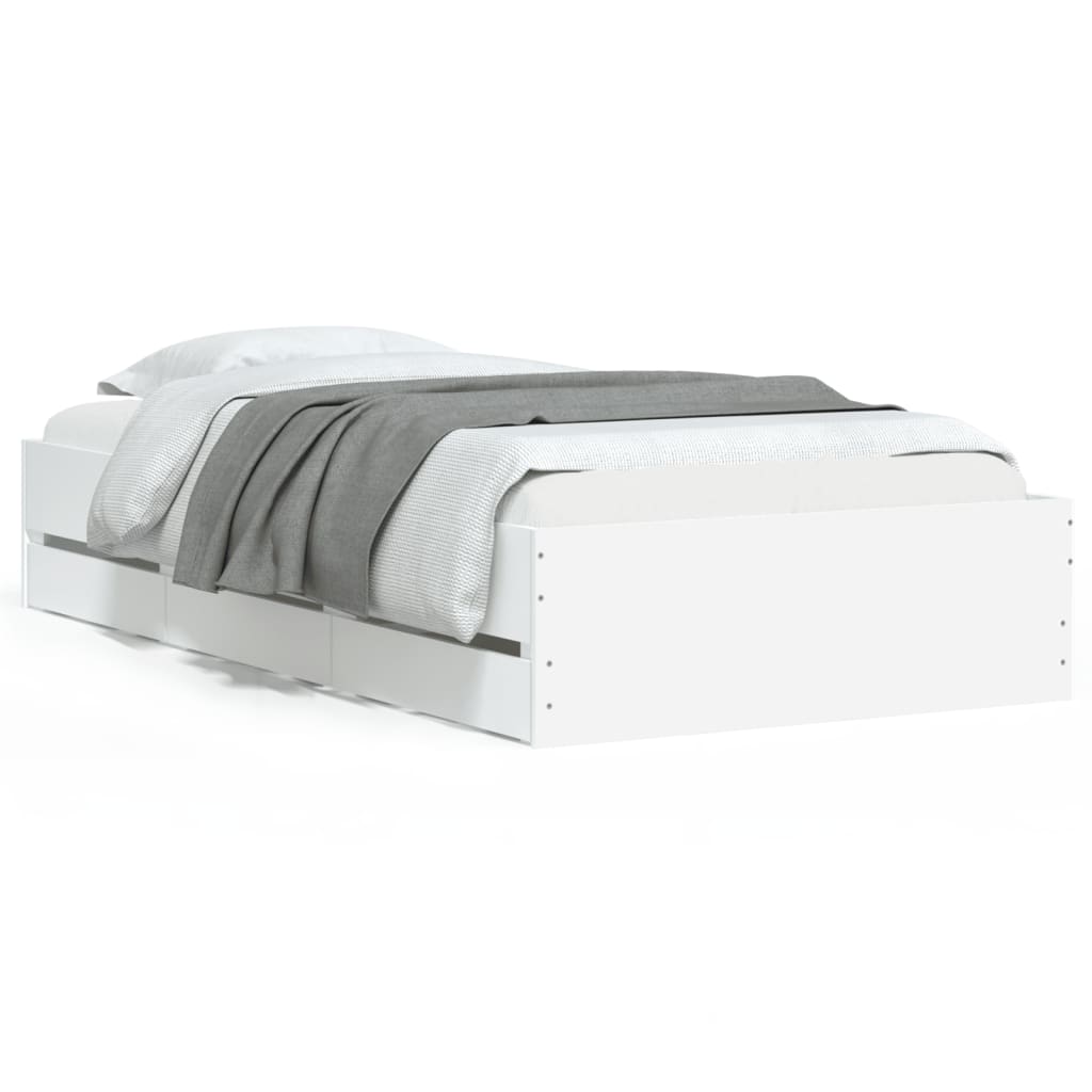 Giroletto con Cassetti Bianco 100x200 cm in Legno Multistrato | homemem39