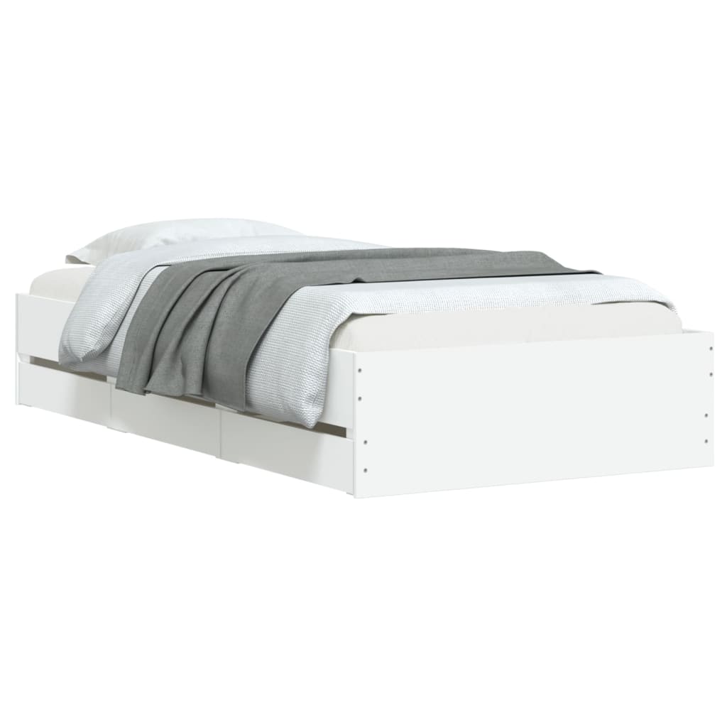 Giroletto con Cassetti Bianco 100x200 cm in Legno Multistrato | homemem39