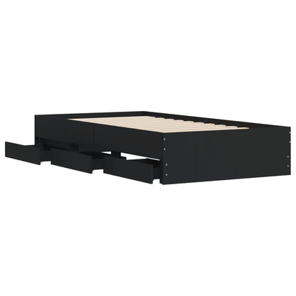 Giroletto con Cassetti Nero 100x200 cm in Legno Multistrato | homemem39