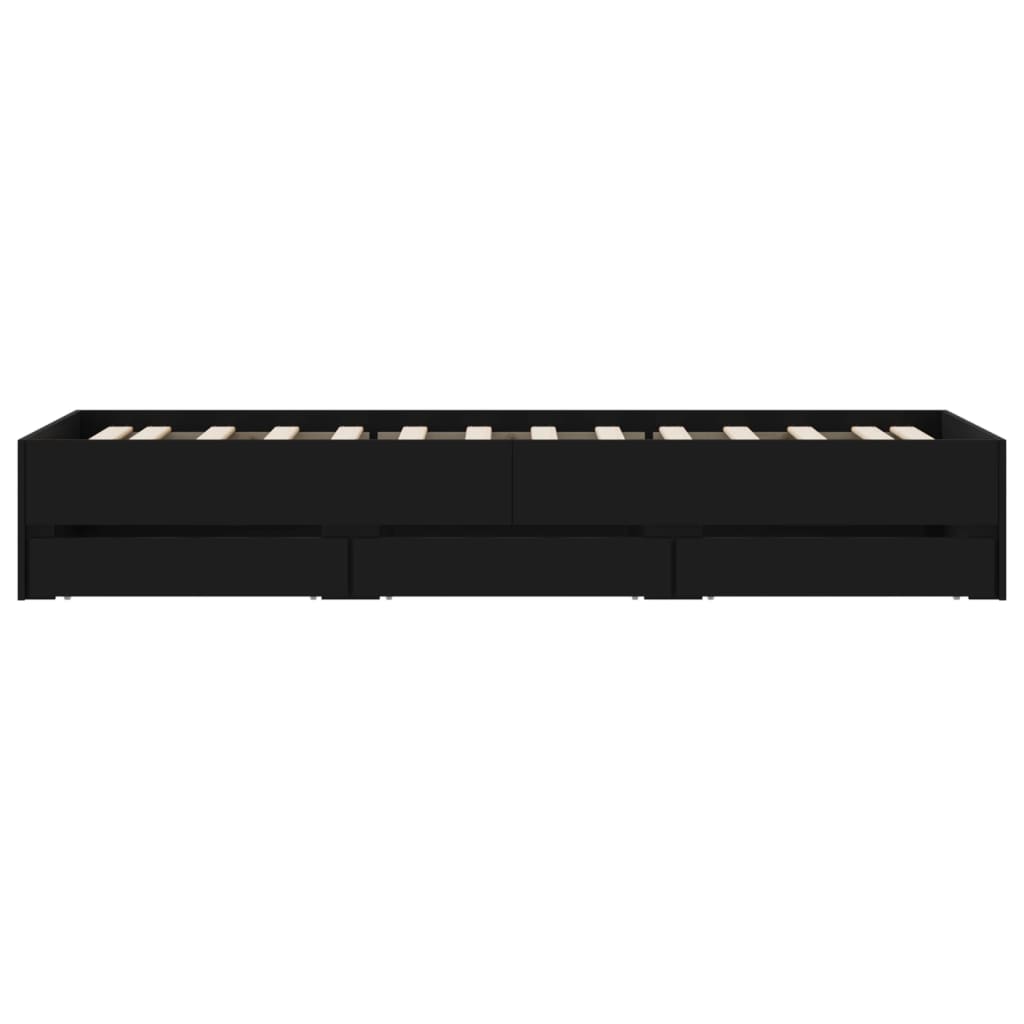 Giroletto con Cassetti Nero 100x200 cm in Legno Multistrato | homemem39